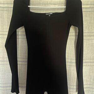 Fashion Nova Black Square Neck Bodysuit